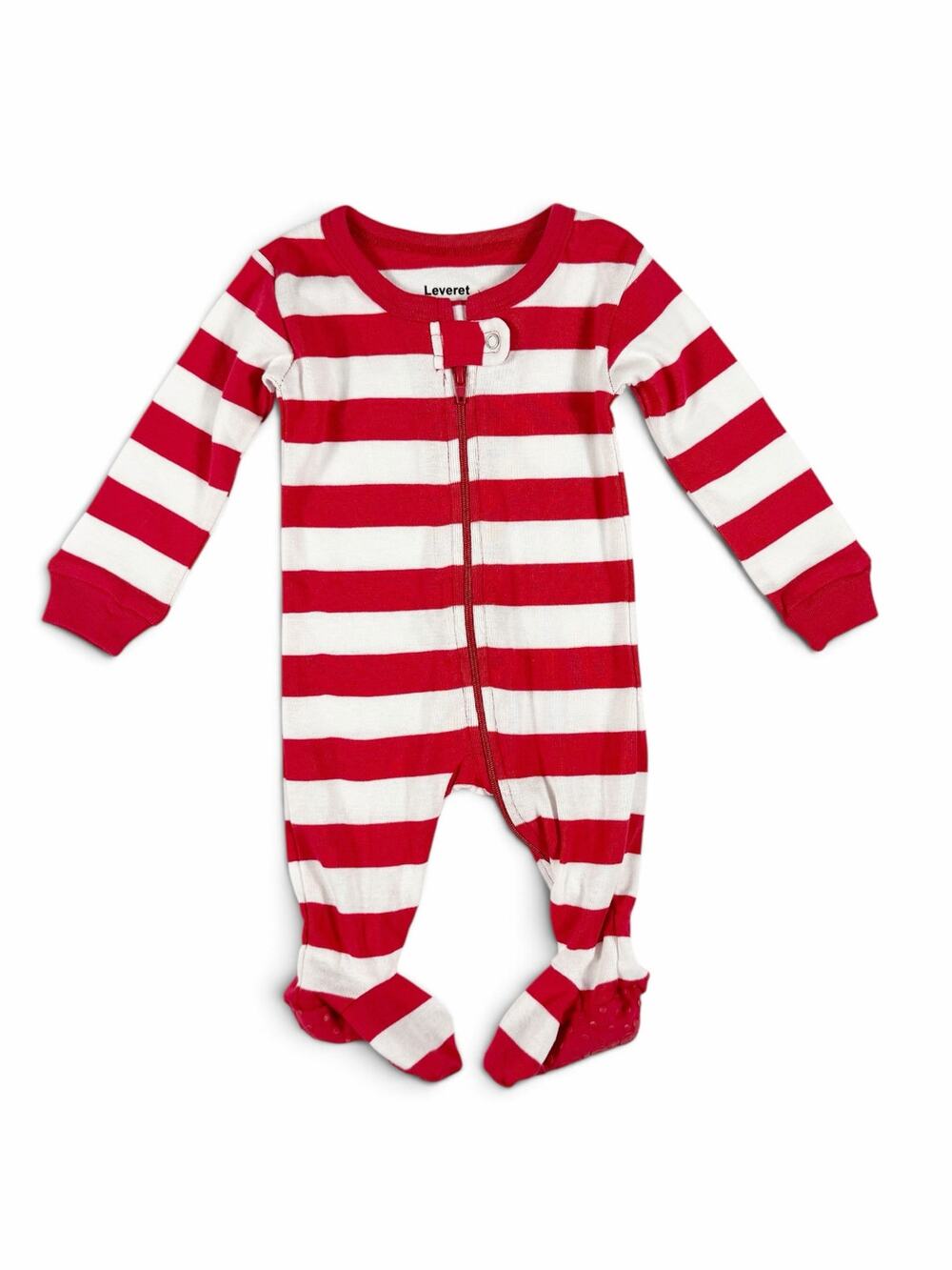 NEW Leveret Red White Striped Footed Pajamas Sleeper Baby Size 0-3 Months